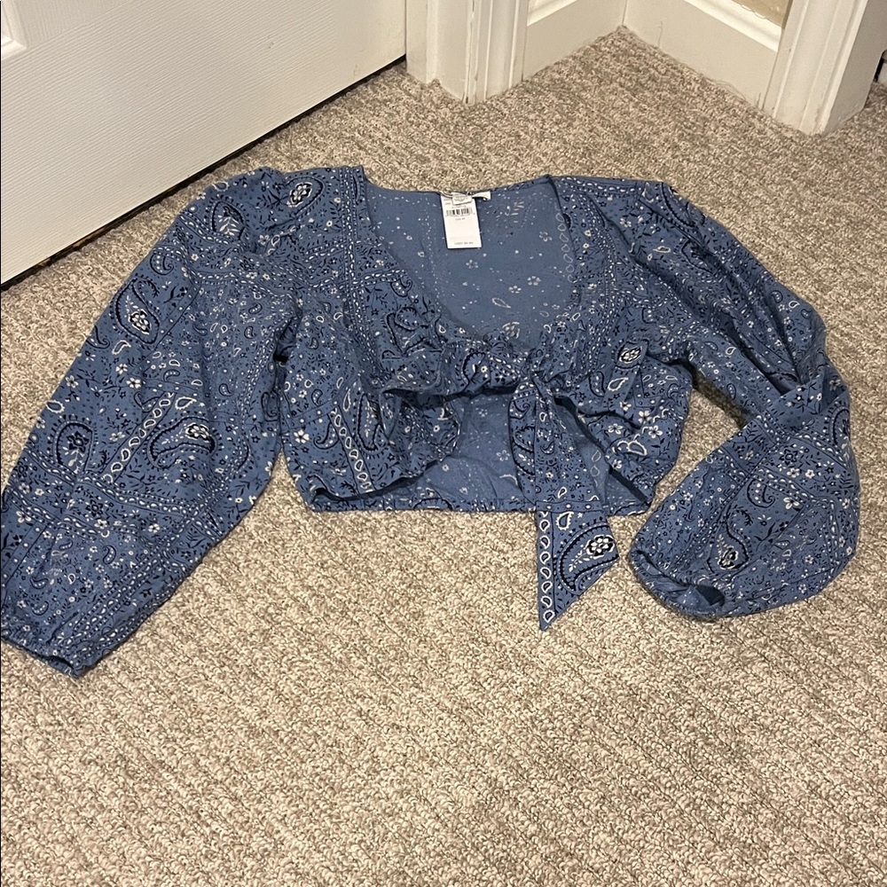 American Eagle Outfitters Blue Patterned Top